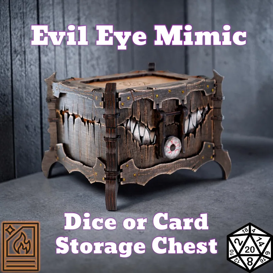 Large Evil Eye Mimic Wooden storage chest D&D