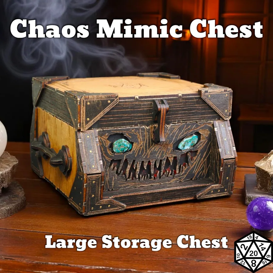 Handcrafted Wooden Chaos Mimic Chest Storage