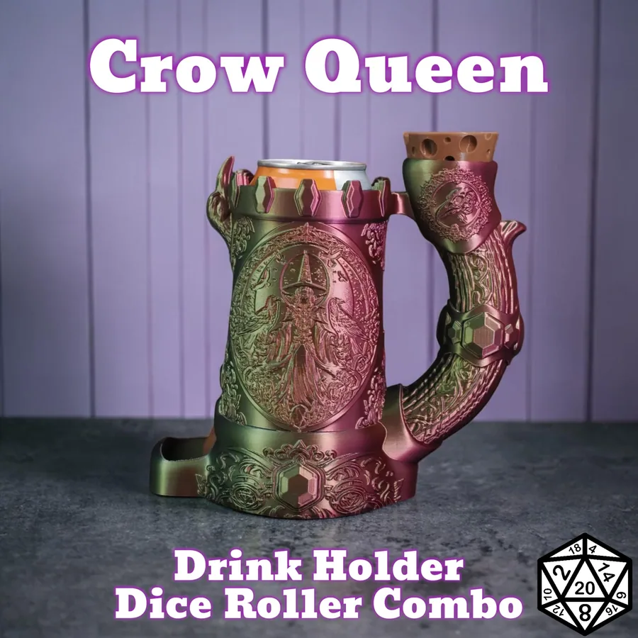 Dungeons and Dragons Gift - Crow Queen Can holder Dice Tower combo