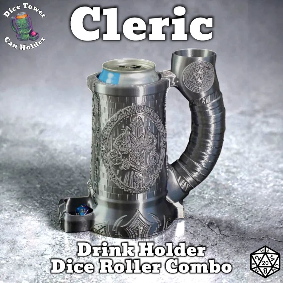 Dungeons and Dragons Gift - Cleric Can Holder and Dice Roller Combo