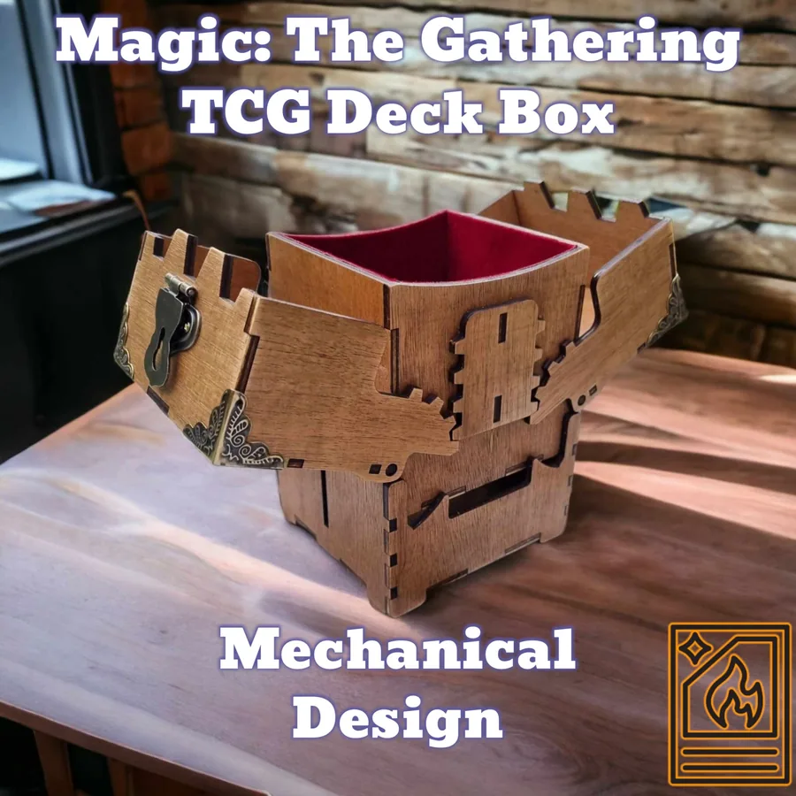 Magic The Gathering Handmade Wooden MTG Deck Box: Mechanical Design
