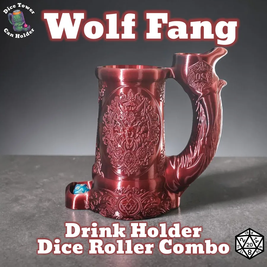 Wolf Fang Dice Tower Can Holder, RPG Tabletop Accessory