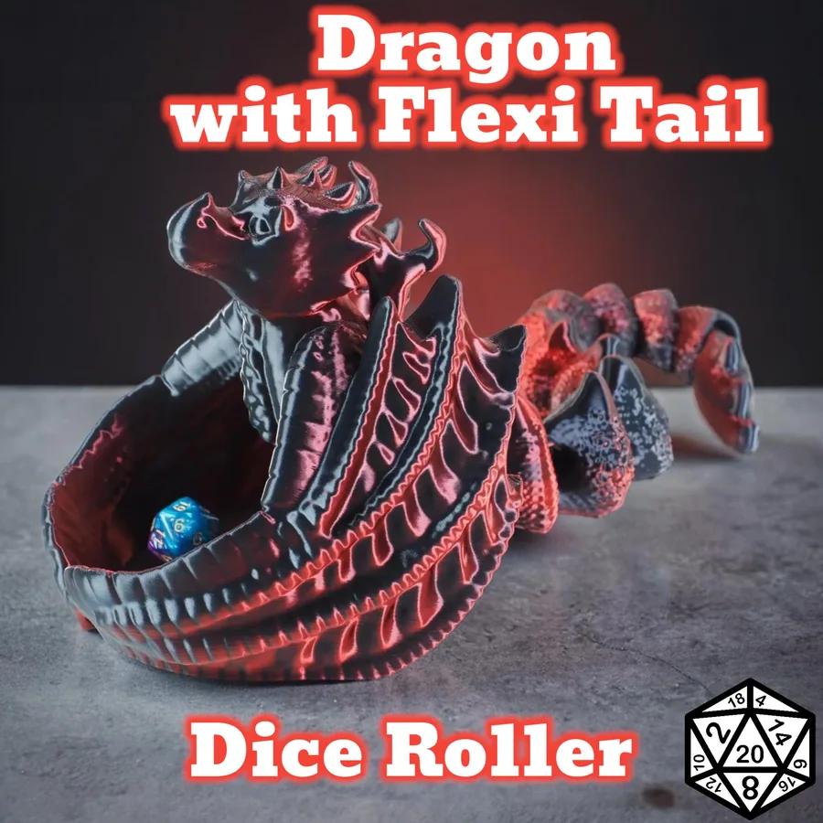 Dragon Dice roller with Flexi Fidget tail