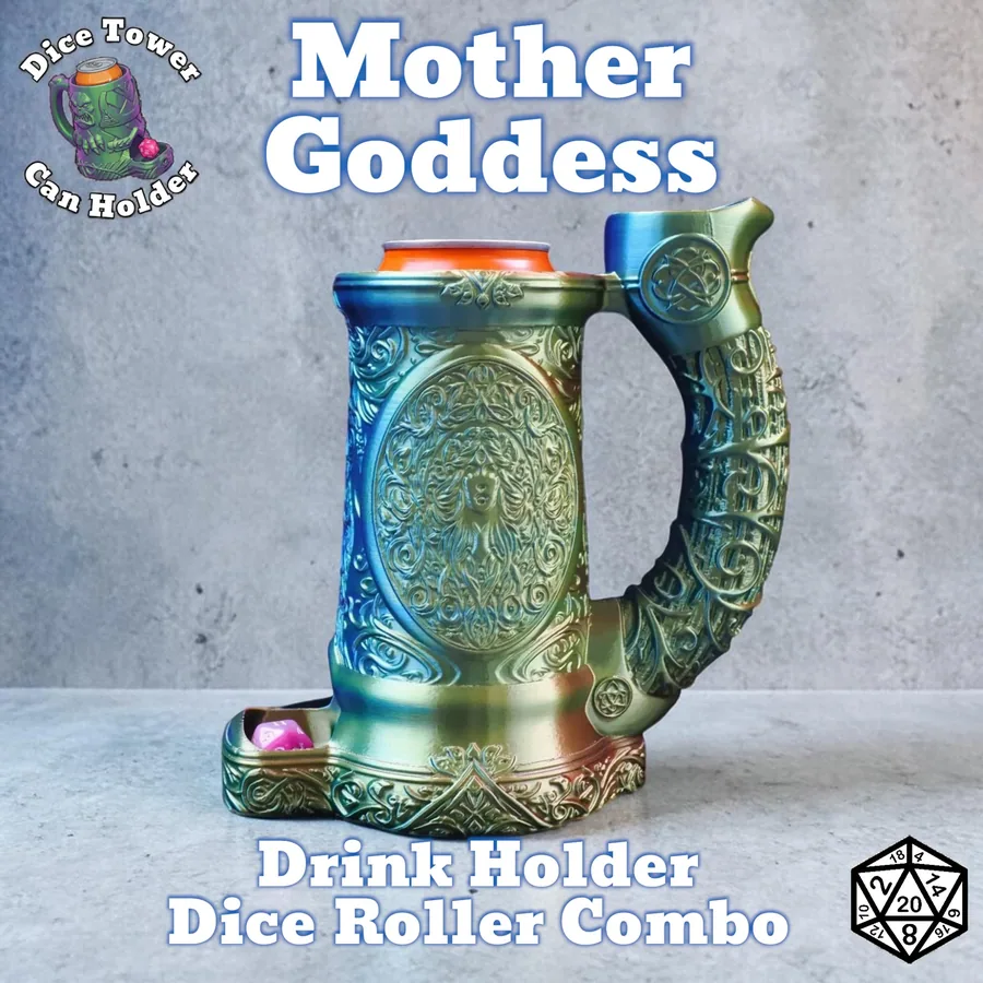 Mother Goddess Celtic Dice Roller and Can Holder Combo D&D