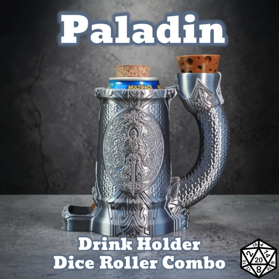Dungeons and Dragons Gift - Paladin Can Holder and Dice Roller Combo
