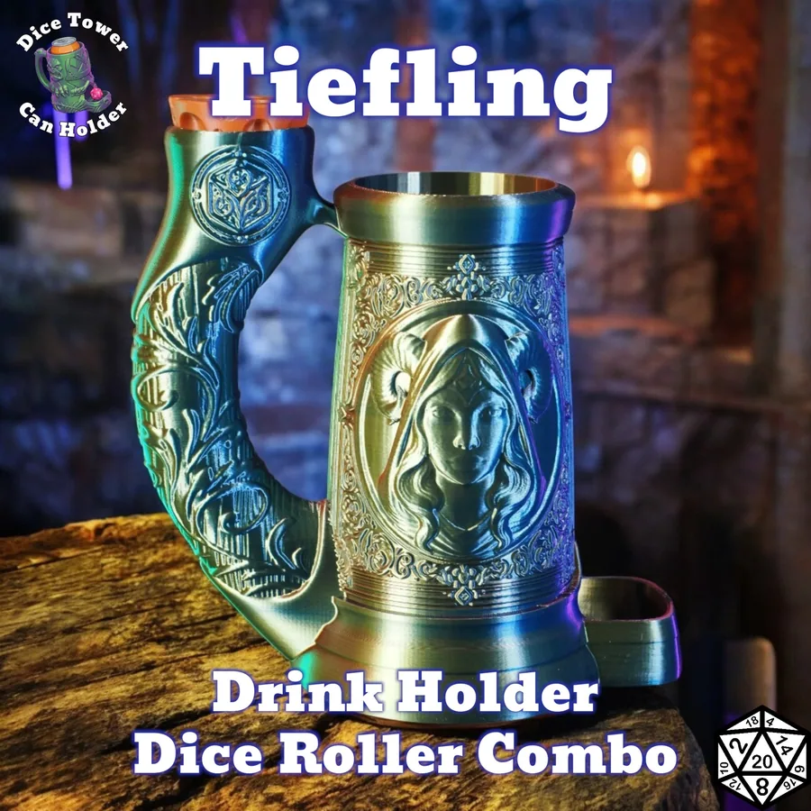 D&D Tiefling Dice Roller Can Holder Combo