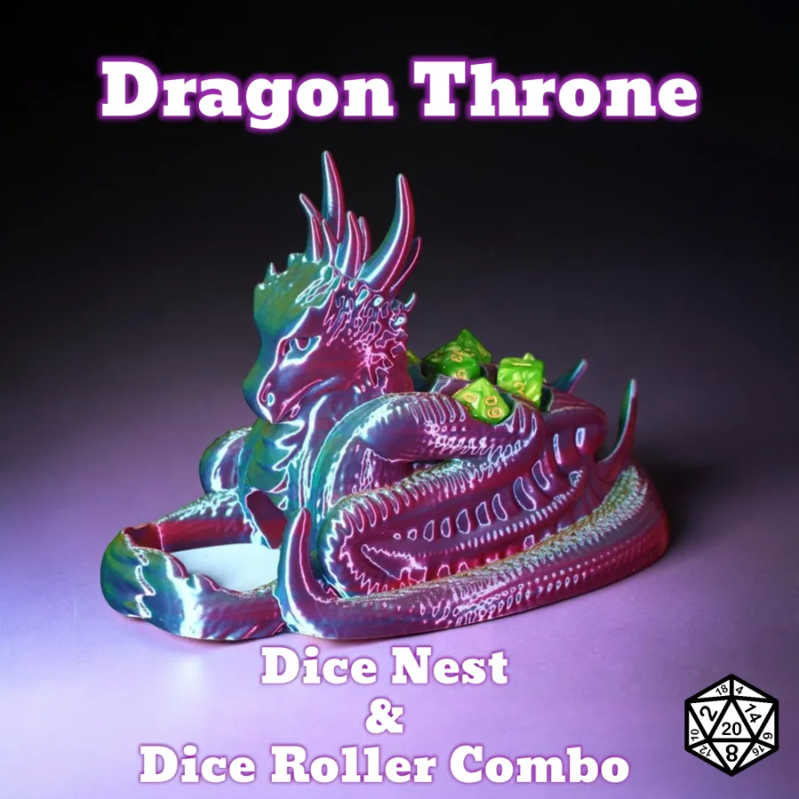 Dragon Throne Dice Nest – RPG Dice Storage and Roller Guardian