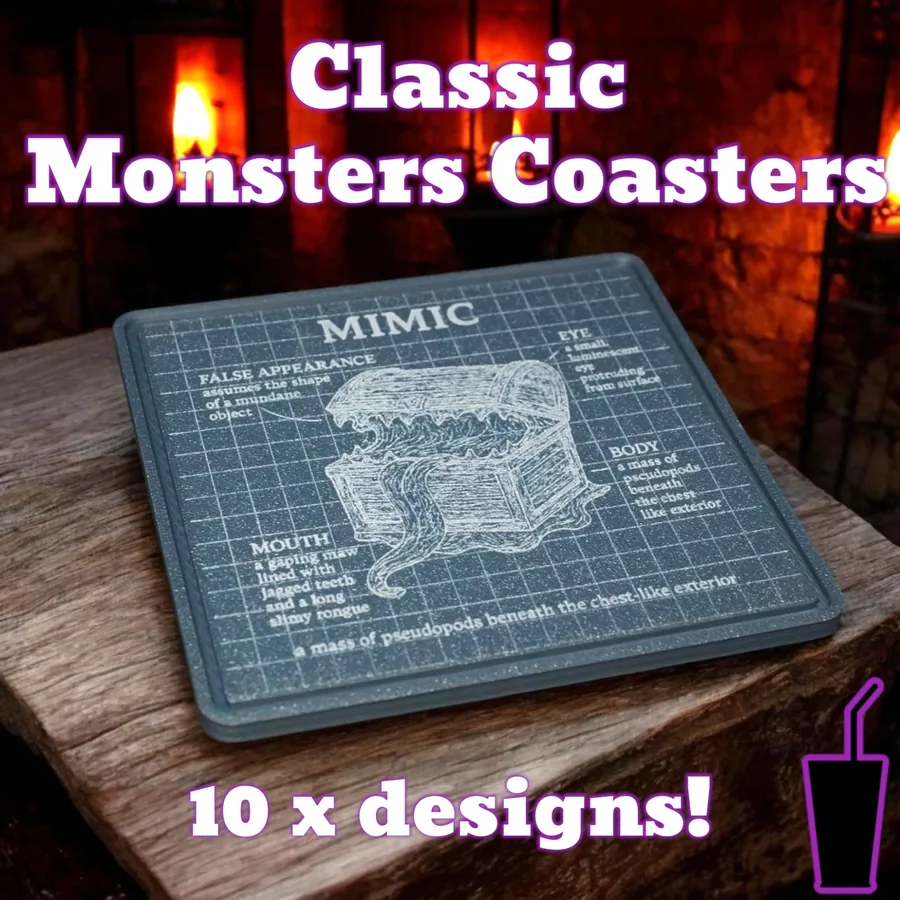 RPG Monster Coasters - 10 x designs - D&D Lovecraft