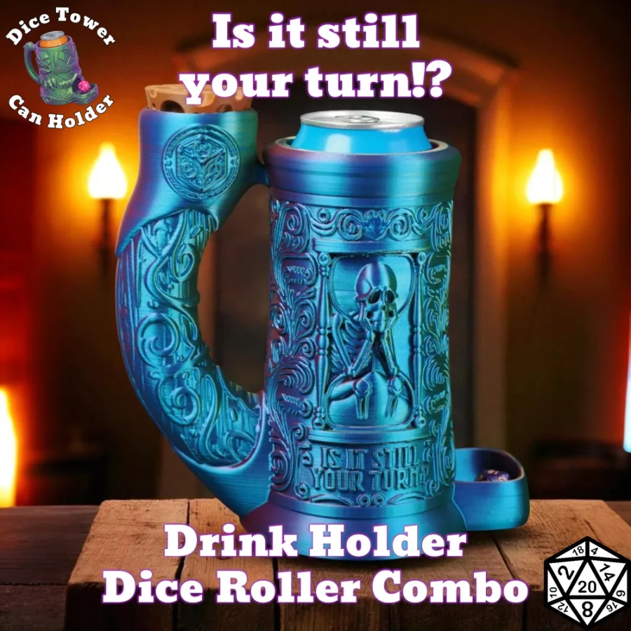 Dungeons and Dragons Gift - Is it still your turn? Can Holder and Dice Roller Combo