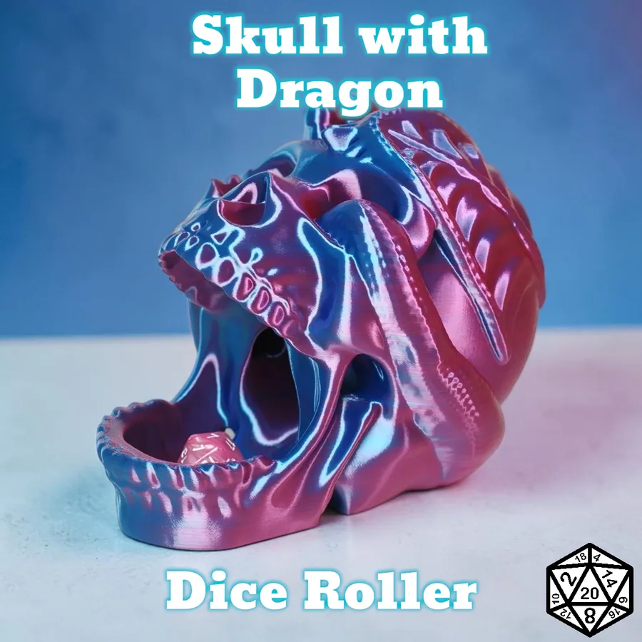 Dungeons and Dragons Gift - Skull with Dragon Dice Roller