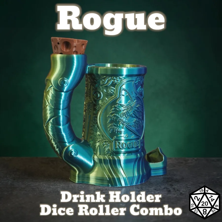 Dungeons and Dragons Gift - Rogue Can Holder and Dice Roller Combo