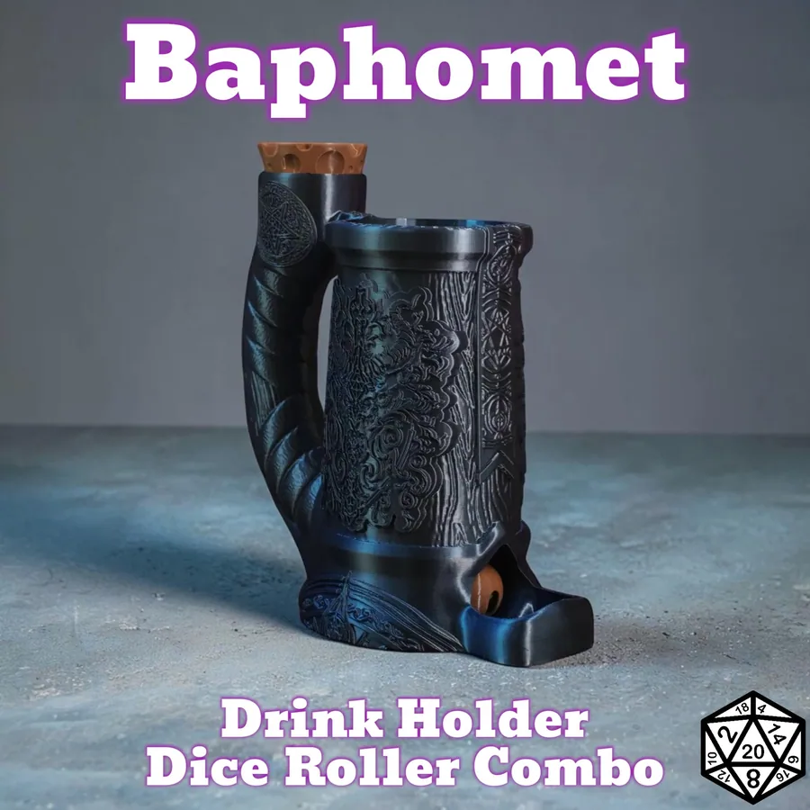 Dungeons and Dragons Gift - Baphomet Can Holder and Dice Roller Combo
